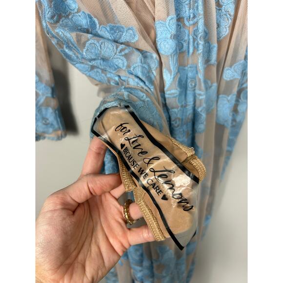 For Love And Lemons Sheer Blue and Tan Maxi Dress - Picture 10 of 13